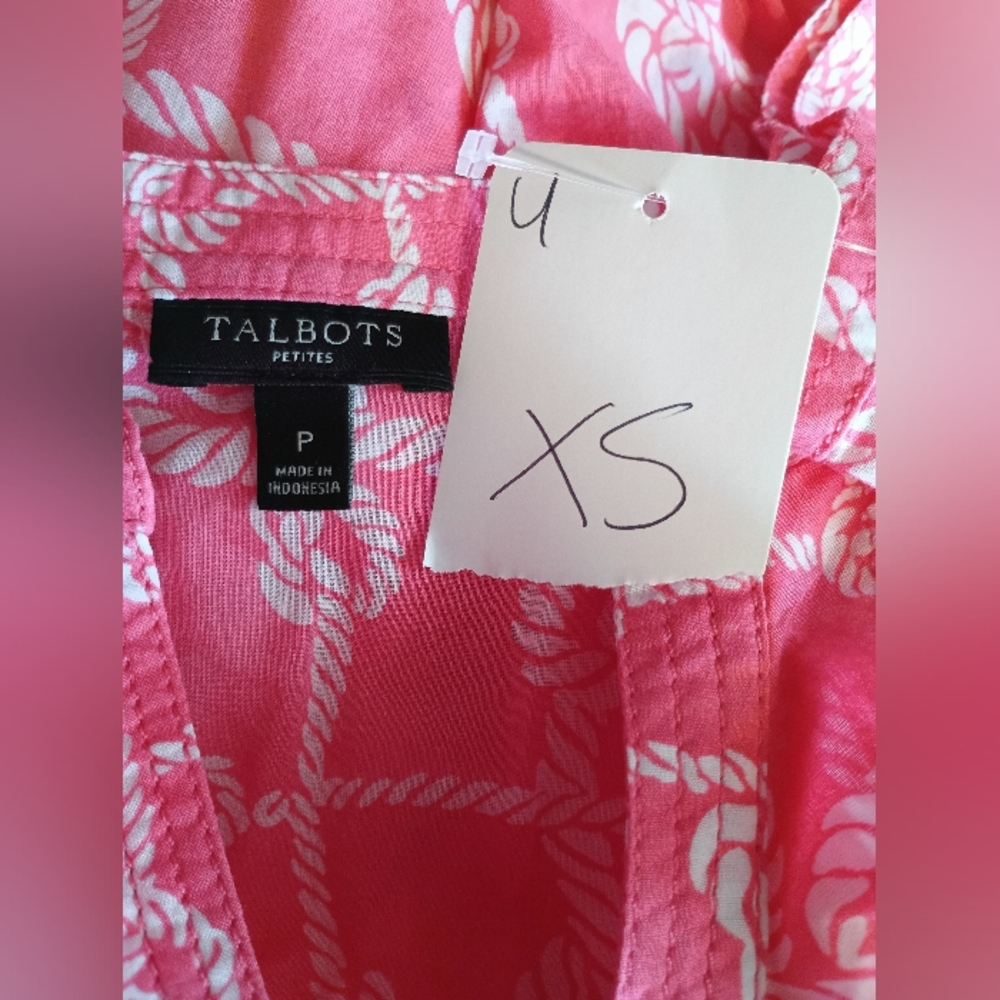 Talbots Pink and White Rope Pattern Blouse - Picture 6 of 6